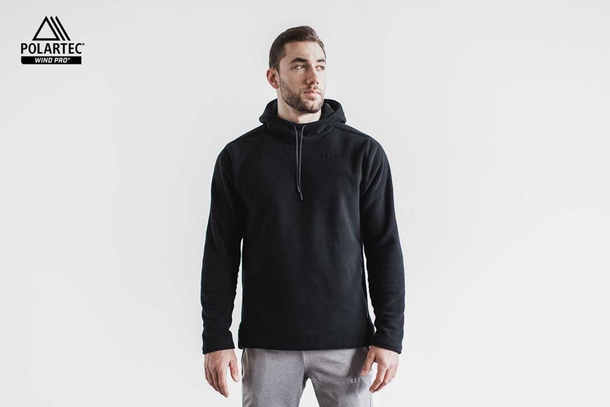 Nobull Polartec Wind Pro Arctic Pullover Hoodie Outerwear Black | 1495-ORZTG