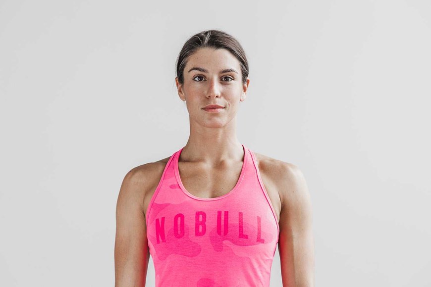 Nobull Racerback Tank (Neon Camo) Tanks & Tees Neon Pink Camo | 1987-PUXLG