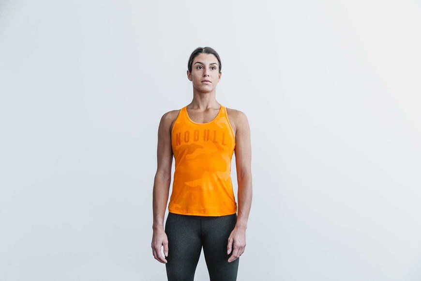 Nobull Racerback Tank (Neon Camo) Tanks & Tees Neon Orange Camo | 5041-DNIUX