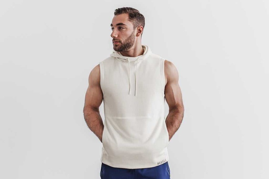 Nobull Sleeveless Hoodie Outerwear Ivory | 7813-RWESM