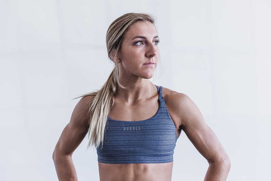 Nobull Sports Bra (Heather Stripe) Sports Bras Heather Navy Stripe | 3458-YLDNI