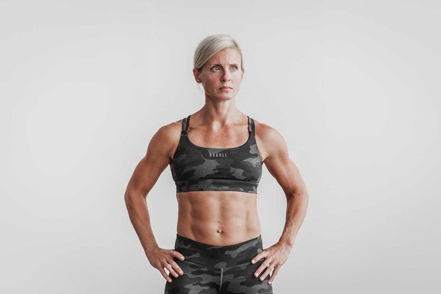 Nobull Sports Bra (Plush Heather) Sports Bras Charcoal Camo | 1897-HPDYZ