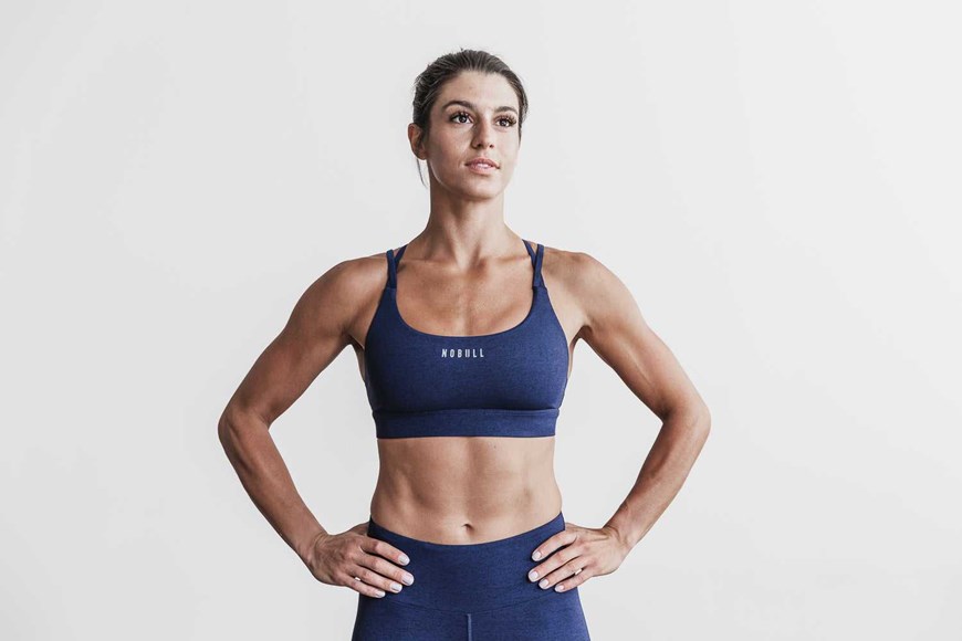 Nobull Sports Bra (Plush Heather) Sports Bras Deep Navy Heather | 2368-OZYCB