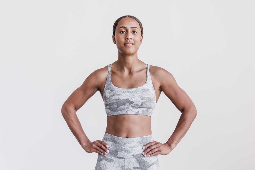 Nobull Sports Bra (Plush Heather) Sports Bras White Camo | 5986-SXRIW