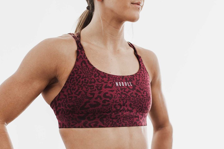 Nobull Sports Bra (Plush Heather) Sports Bras Wine Leopard | 7892-ZSRIE