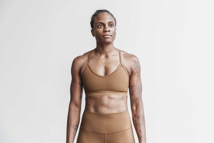 Nobull V-Neck Sports Bra (Matte) Sports Bras Toffee Matte | 1759-ZVNYC