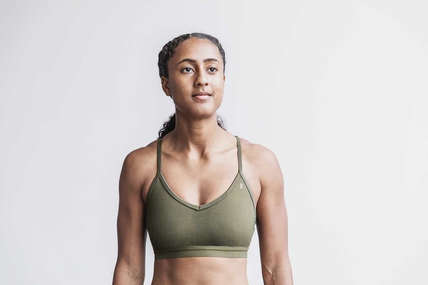 Nobull V-Neck Sports Bra (Matte) Sports Bras Army Green Matte | 3219-UWZXB