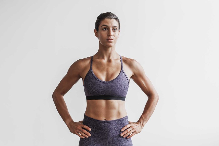 Nobull V-Neck Sports Bra (Matte) Sports Bras Deep Lavender Heather Matte | 4136-PDACO