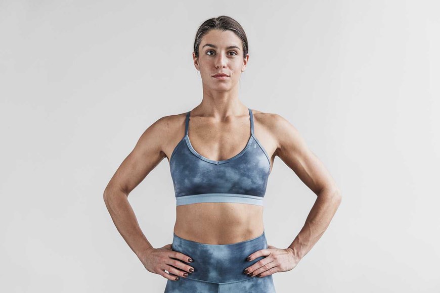 Nobull V-Neck Sports Bra (Tie-Dye) Sports Bras Slate / Ink Tie-Dye | 0297-DXPEU