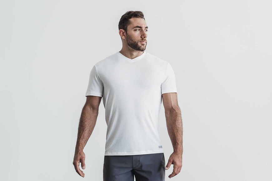 Nobull V-Neck Tee Tanks & Tees White | 0398-DRBVZ