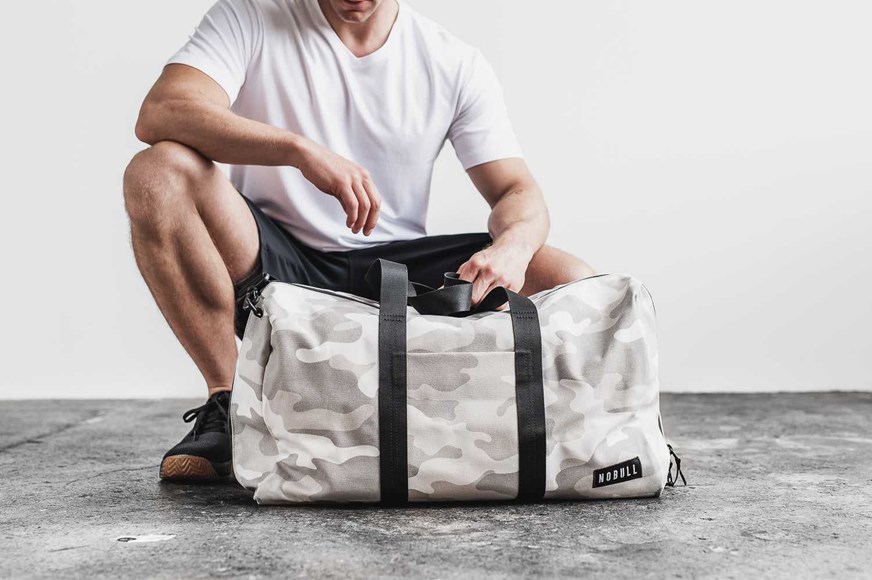 Nobull Waxed Canvas Duffle (Camo) Bags White Camo | 6418-SYLVF