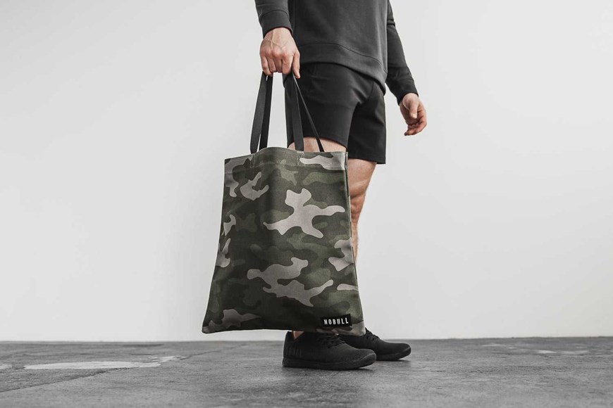 Nobull Waxed Canvas Tote Bag Bags Army Green Camo | 4095-JSUBZ