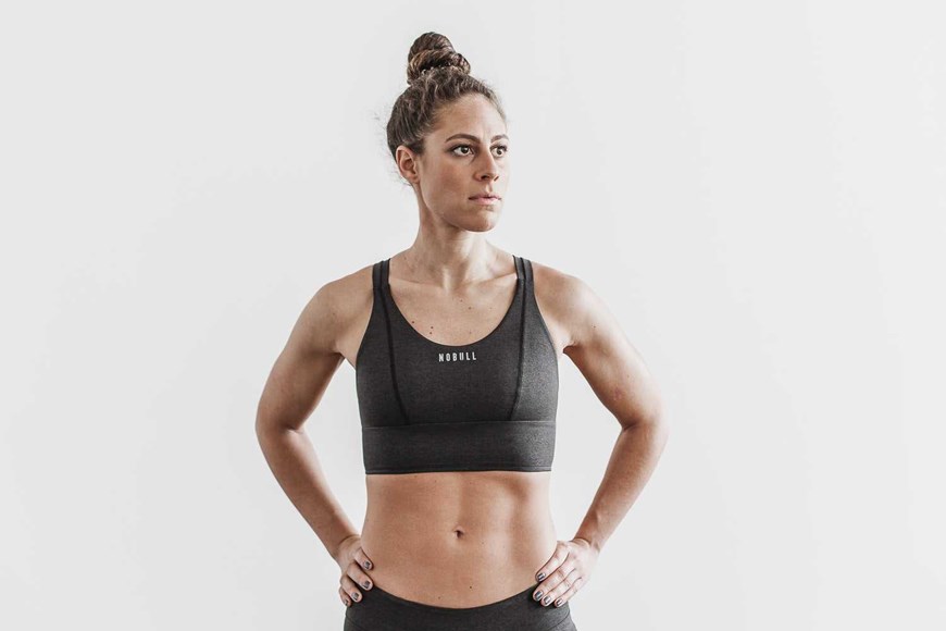 Nobull Wide Band Sports Bra (Plush Heather) Sports Bras Black Heather | 0942-ZJPED