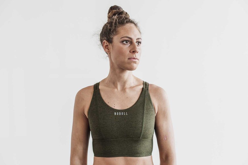 Nobull Wide Band Sports Bra (Plush Heather) Sports Bras Olive Heather | 4837-BKURZ