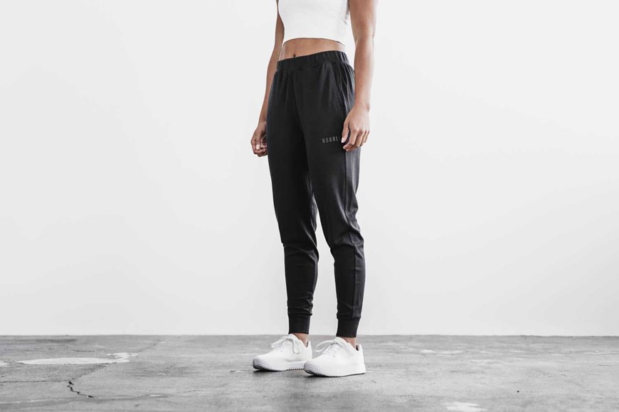 Nobull Women'S Blended Merino Wool Jogger Bottoms Black | 8920-GYZWF